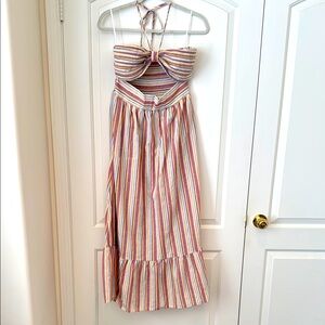 SHEIN Striped Halter Maxi Dress with cutout